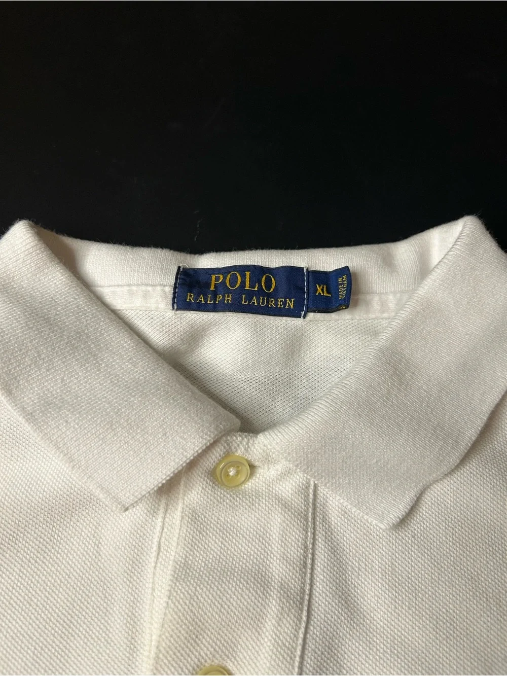 Ralph Lauren White Polo with Navy & Royal Blue Stripes